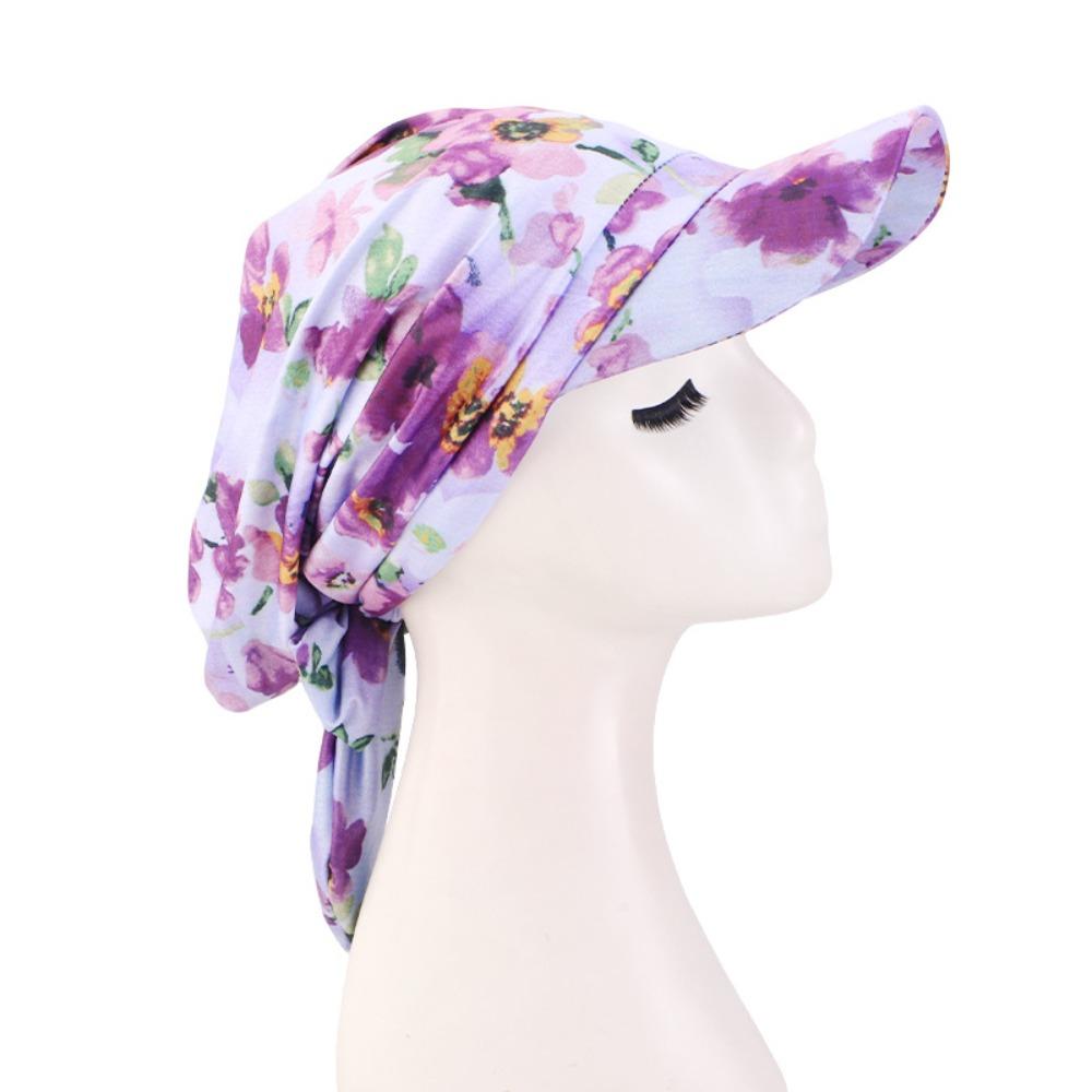 

Breathable Summer Headscarf Hat Floral Print Turban Hat Strapped Baseball Cap Everyday Outfits G