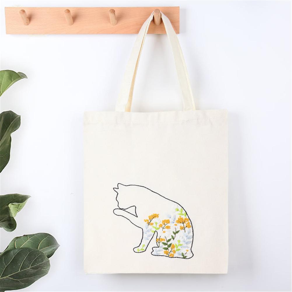 Vattenlöslig tryck Bomull Canvas Väska Korsstygn Gör-det-själv Materialpaket För Nybörjare (väska 34x40cm Broderiram Diameter 20cm)