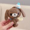 Sweet Caramel Rabbit Plush Keychain Adorable Fluffy Cartoon Doll Soft Stuffed Ornament Pretty Girl Style Bag Charm Daily Gift