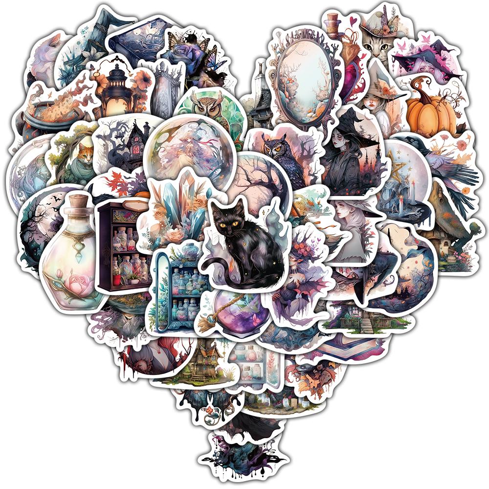 

50/100PCS Realistic Wind Witch Sticker Laptop Harajuku Decorative Aesthetic Skateboard Guitar Waterproof Stationery Stickers