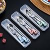 Cat Claw Stainless Steel Tableware Set Portable Cutlery Fork Spoon Chopsticks Three-Piece Suit With Box Travel Flatware Gift