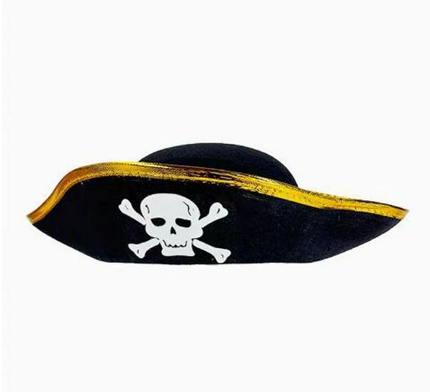 Caribbean Gold-Trimmed Pirate Hat for Halloween and Stage Performances