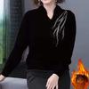 Plus Velvet Bottoming Shirt Women Autumn and Winter Models Double-sided German Velvet Mother Wear All-match Long-sleeved T-shirt Women