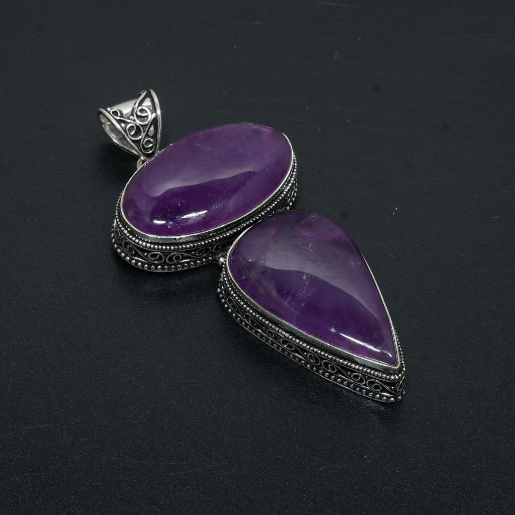 Pietre prețioase din ametist natural Bijuterii din argint 925 lucrate manual Cadouri cu pandantiv ametist pentru femei Cadouri pentru ea Cadouri cu pandantiv cu ametist natural
