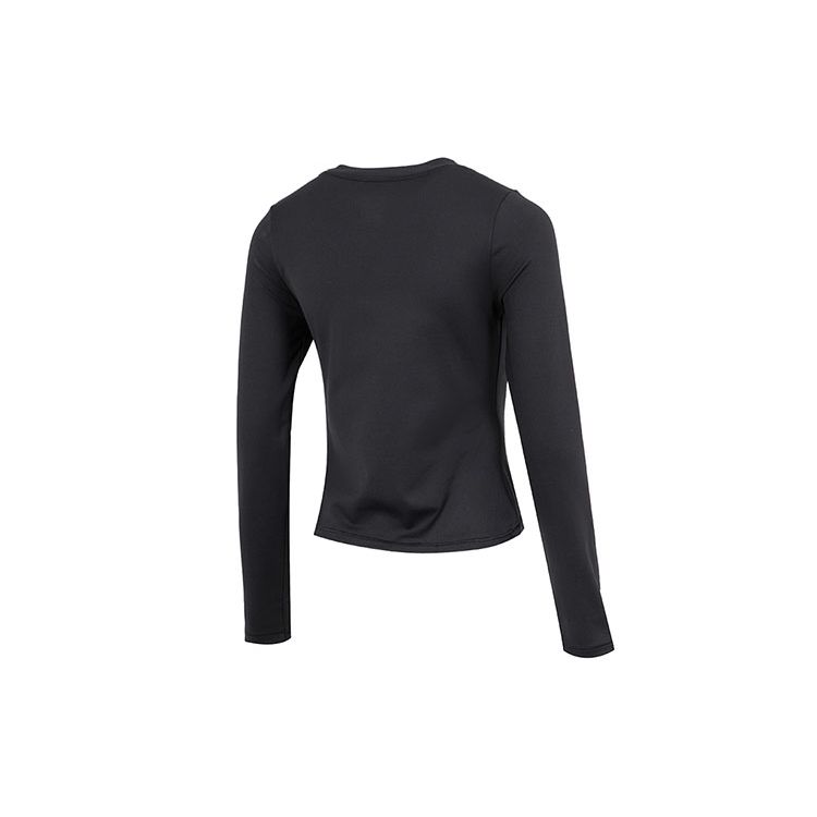 Under Armour Solid Color Sports Training Long Sleeve T-Shirt Women Tops Black 1376338-001
