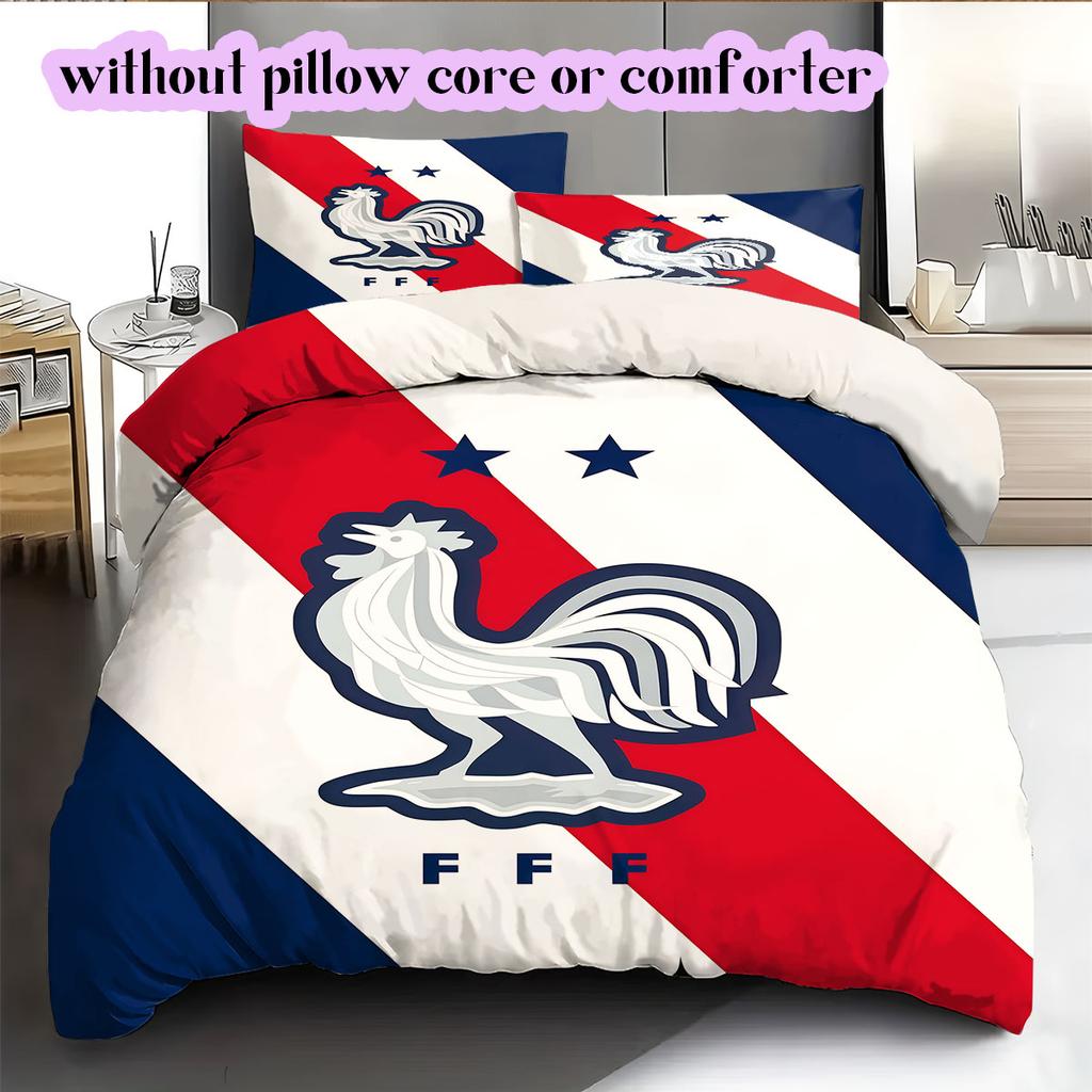 France Football Soccer Pattern Bedding,Quilt Set Quilt Cover Pillowcase Home Birthday Gift (1*duvet Cover+2*pillowcase,without Core)