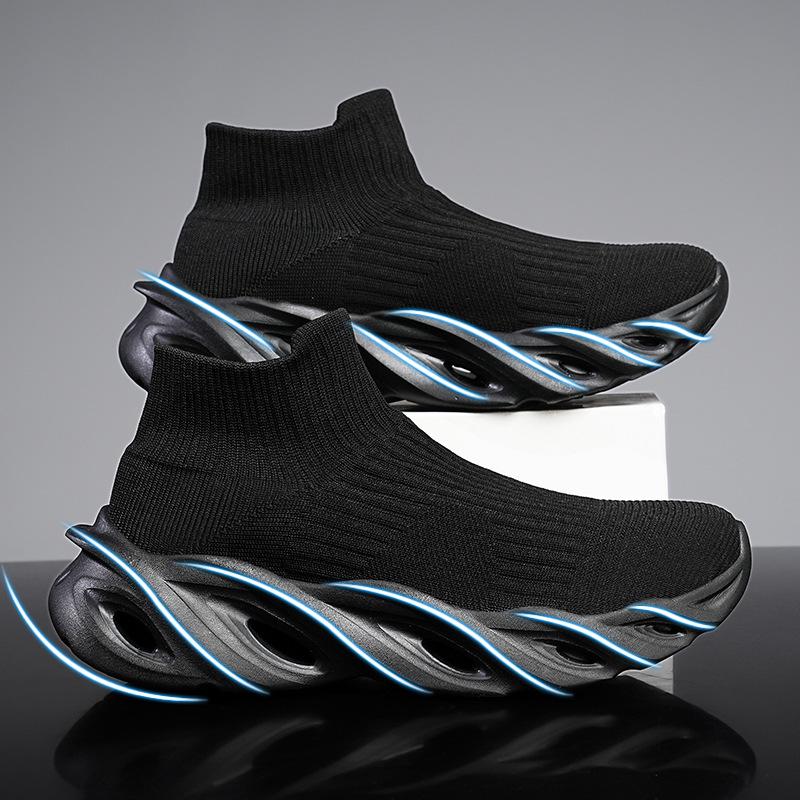 

Чоловічі осінні легкі трикотажні кросівки - Дихаючі, у стилі шкарпеток, з лезоподібним дизайном для бігу та повсякденного носіння 46 чорний