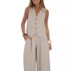 Sleeveless Casual Suit2024 Women New Arrival Fashion Vest Pants Patchwork Sleeveless Casual Suit