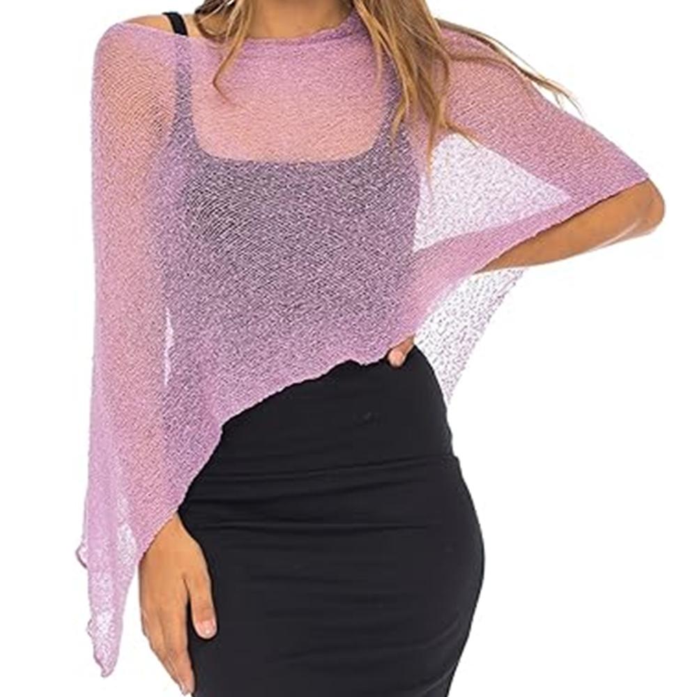 Damen Y2k Unregelmäßiges Sonnenschutzkleid Gestrickte Überwürfe Crop Tops Durchsichtig Einfarbig Unregelmäßig Locker Pullover Sommer Boho Strand T-Shirts