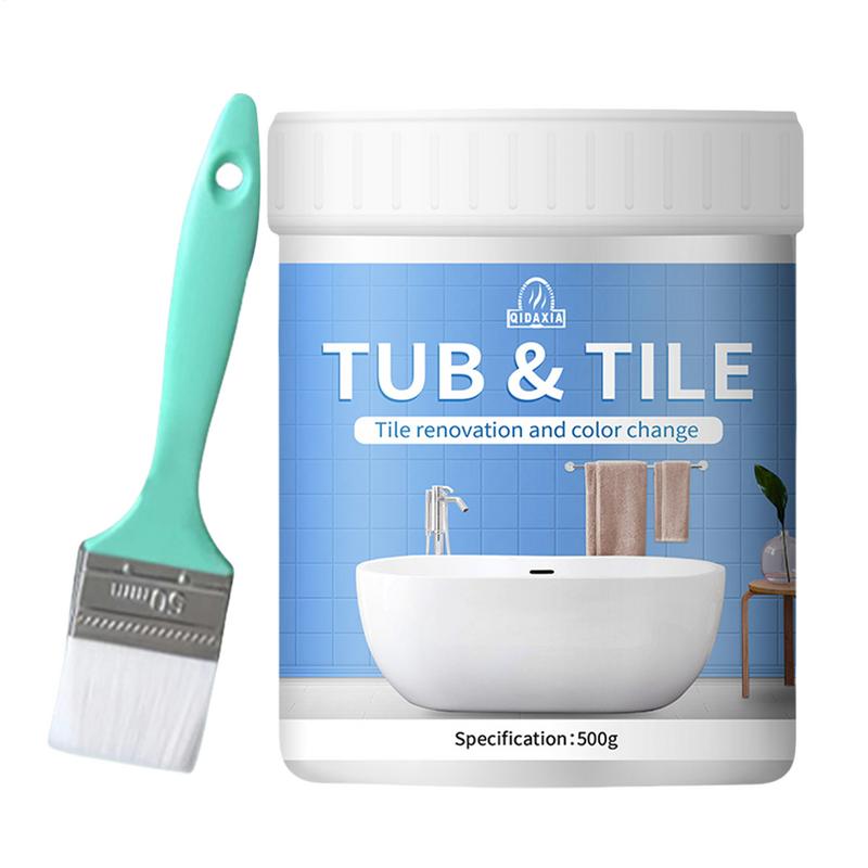 Peinture Base Eau 500g Pour Carrelage de Salle de Bain Kit de Peinture pour Carrelage Séchage Rapide Outil de Réparation Peinture pour Baignoire Blanche Rénovation de Baignoire Changement de Couleur