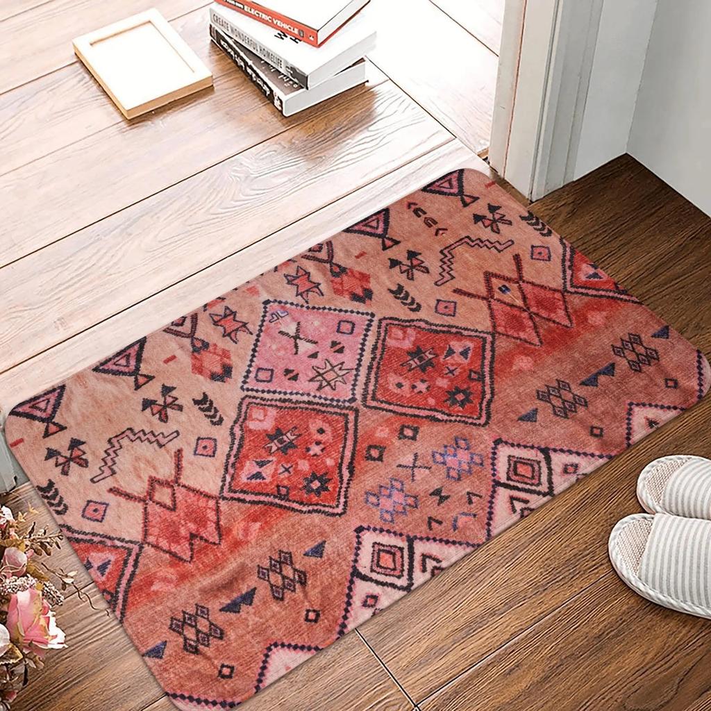 Retro Moroccan Style Carpet Front Door Floor Entrance Non Slip Floor Mat Ethnic Art Kitchen Bathroom Door Mat Bathroom Carpet