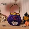 Festival Candy Pouches Halloween Trick or Treat Pumpkin Bucket, Reusable Velvet Bag, Durable Storage Bags Snack Tote Bag with Handle for Party Favors