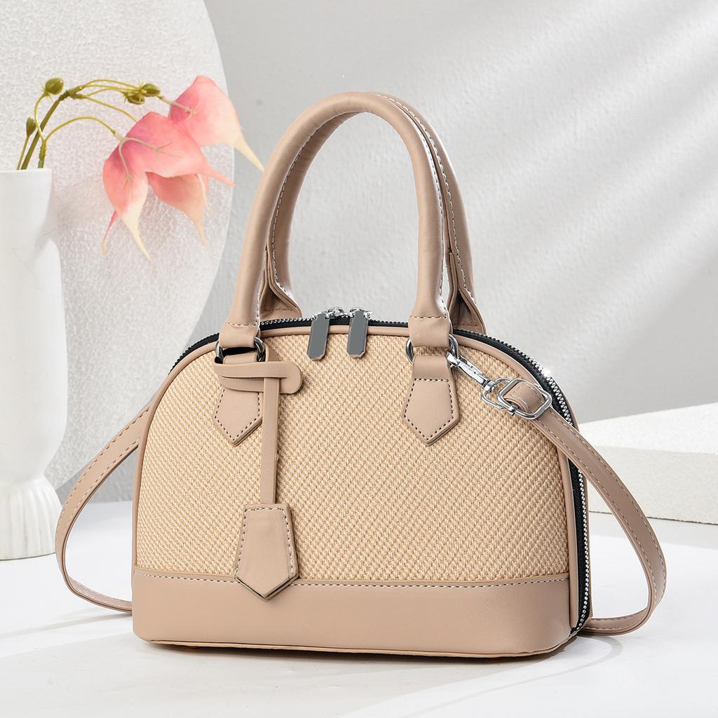 New High Appearance Level Patchwork Macaron Handbag Canvas Texture Simple Fashion Shoulder Bag All-match Women's Bag