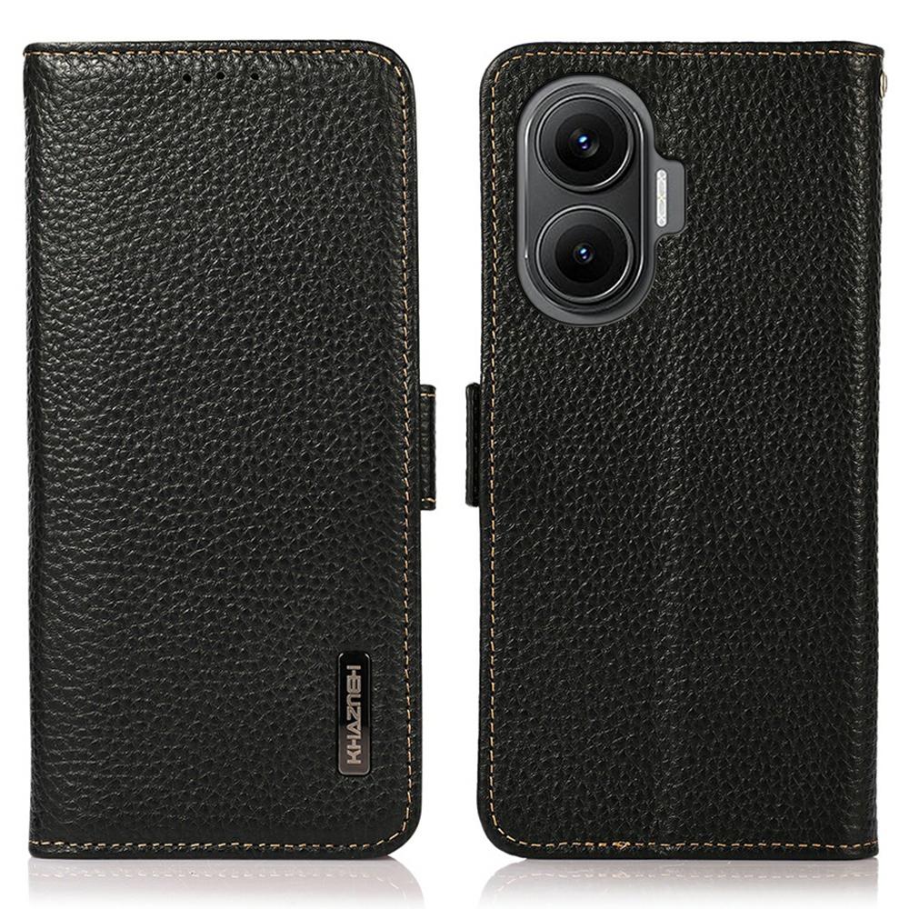 

KHAZNEH для Xiaomi Redmi Turbo 4 Pro 5G/Poco F7 5G Чохол для телефону з натуральної коров ячої шкіри з блокуванням RFID Black