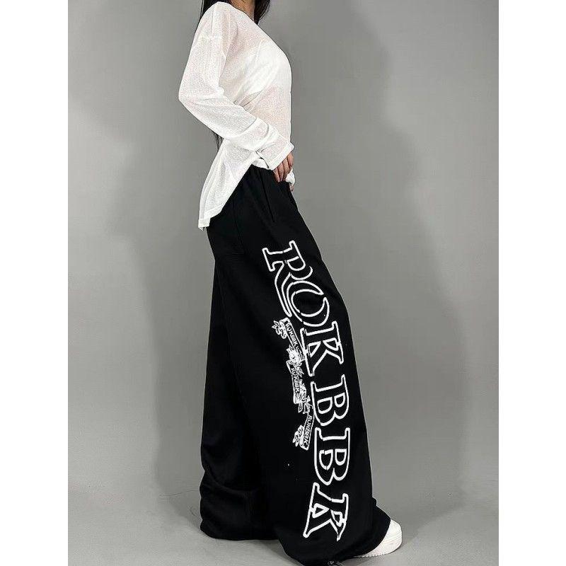 

Korean Street Dance Women’s Hip Hop Printed Casual Drawstring Pants XXL