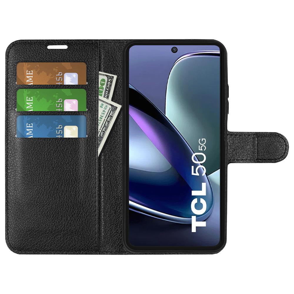 

For TCL 50 5G Case Litchi Texture Shockproof Leather Wallet Phone Cover Purple