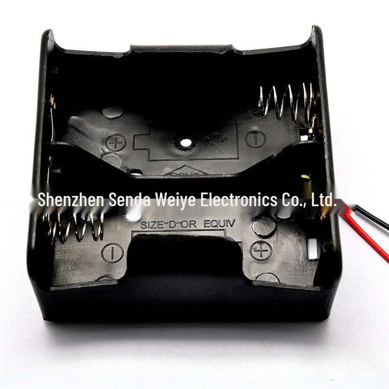 2-Cell Battery Box with Wire, D*2 Compartment, 3V Battery Holder