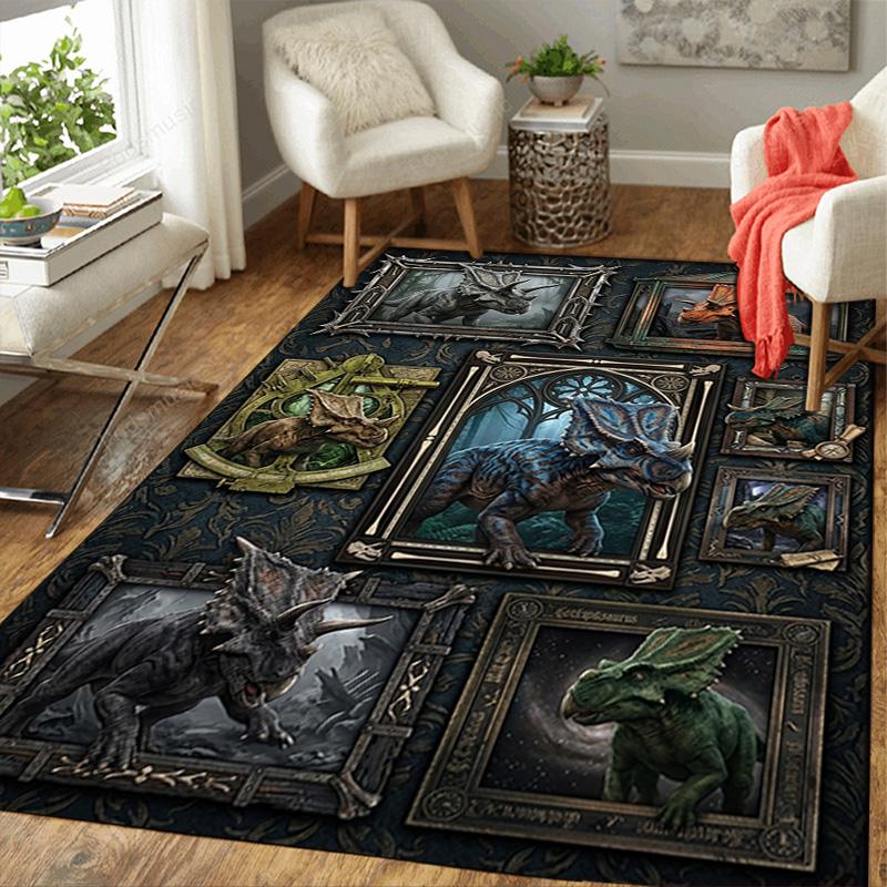 Dinosaur Collection Pattern Rug Floor Mat for Living Room or Bedroom Soft and Comfortable Carpet a Gift for Birthday and Holiday.