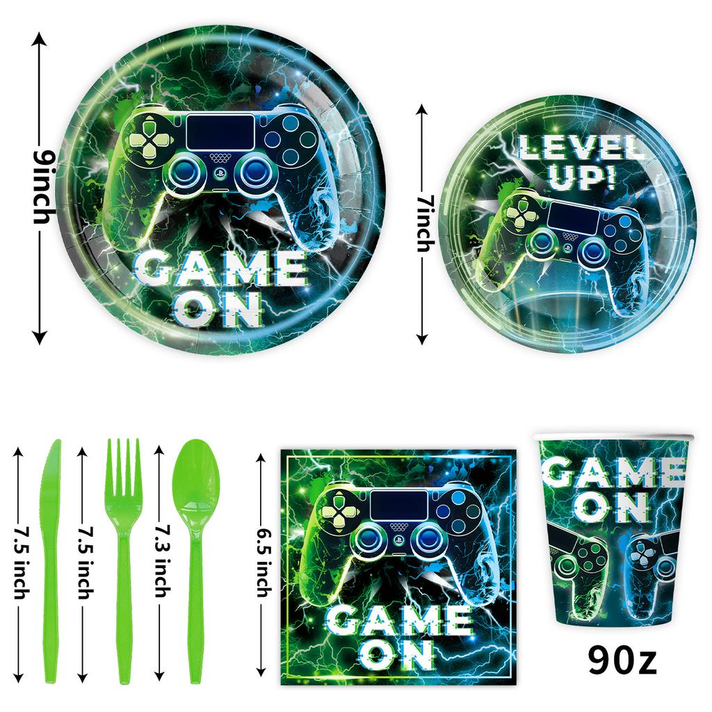 Customized Game-Themed Party Supplies, Birthday Party Decorations, Arrangements, Props, Paper Plates, Paper Cups, Tablecloths, Paper Towels, Banners