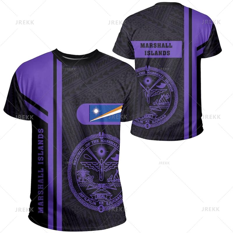 FSM Marshall Islands National IndependenceDay 3D Printing T Shirt The Republic-of Marshall Islands Flag Graphic Shorts Sleeves