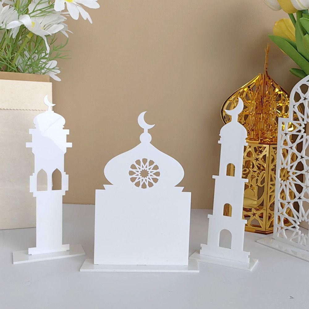 Black White Gold Ramadan Ornaments Mirror Face Desktop Decoration  Festival Supplies