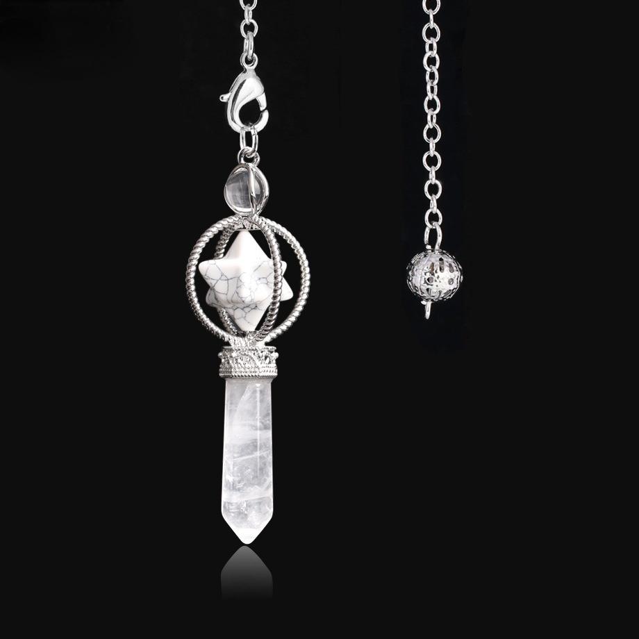 Moda cristal natural merkaba seis pontas estrela pingente espírito pêndulo rotativo merkaba ornamento pêndulo