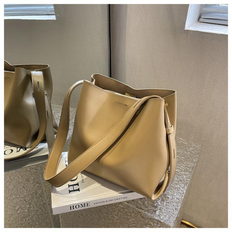 Texture popular shoulder bag new women's casual simple large capacity versatile solid color bucket bag