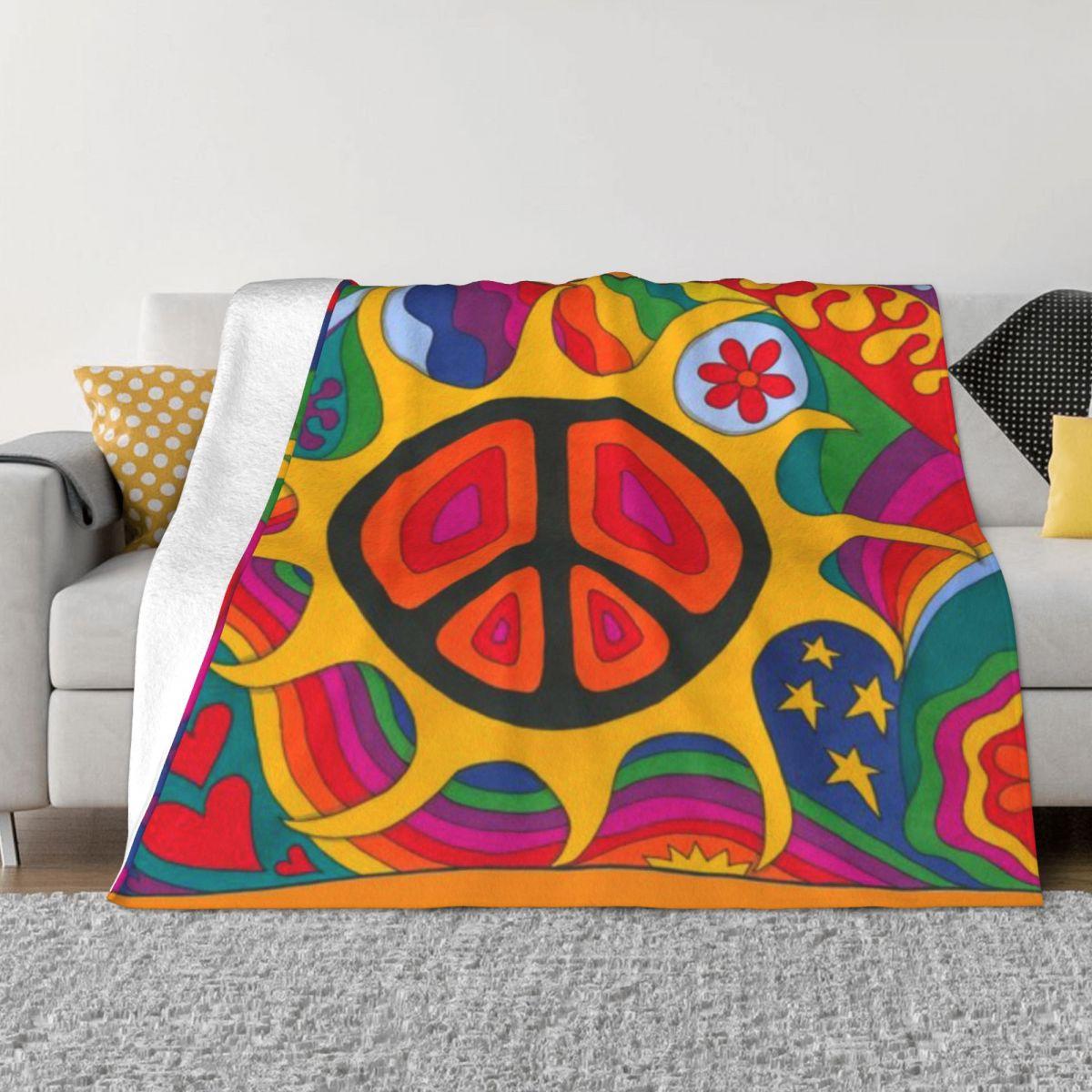 Psychedelic Flaming Peace Custom Travel An Ultra-Soft Micro Fleece Blanket 30x40in