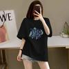 % pure cotton short-sleeved T-shirt for women, the new summer loose printing half-sleeved high-end thin explosive top