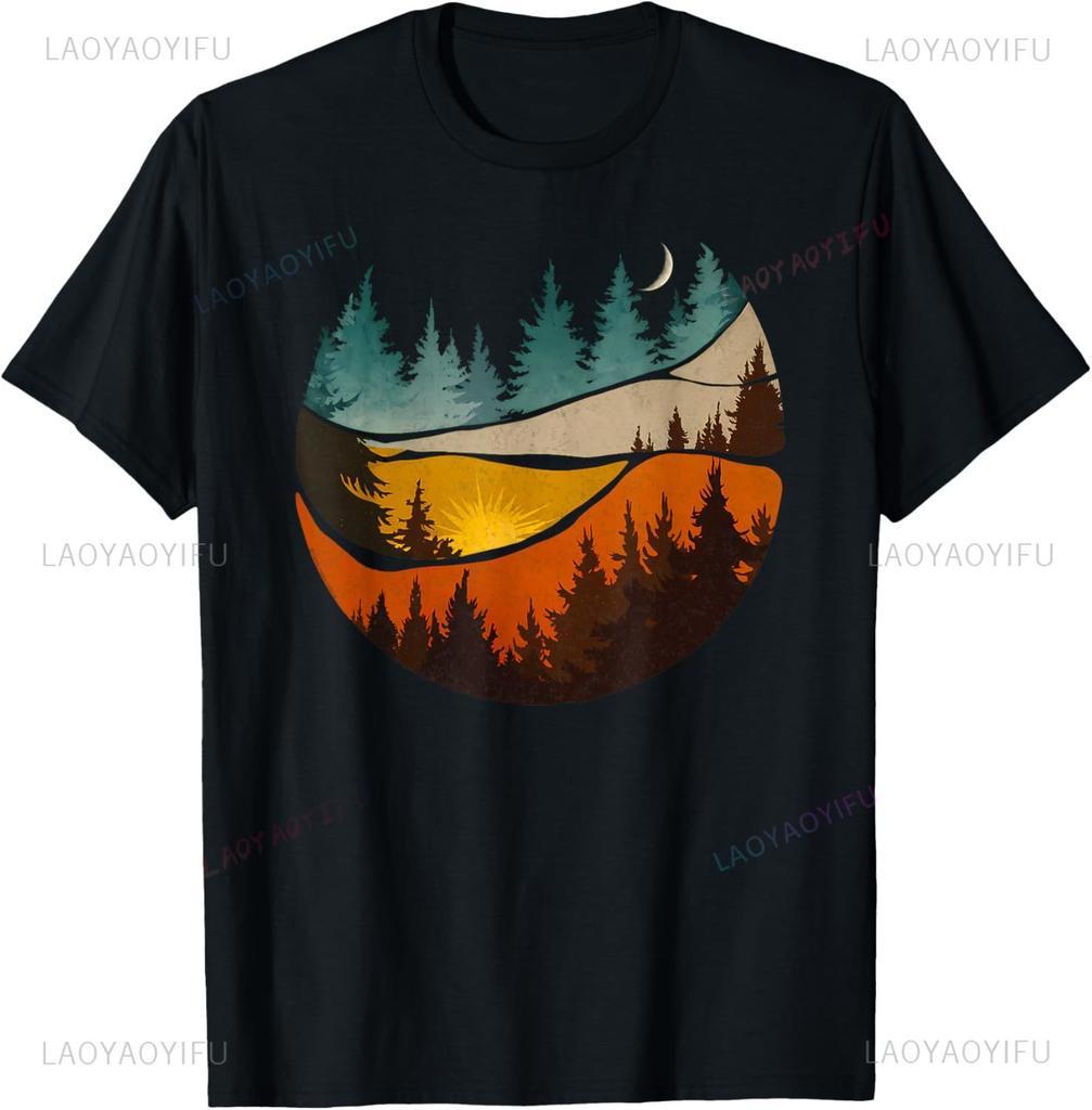 Trees Nature Mountains Adventure Outdoor Wildlife Forest T-Shirt Graphic T Shirts Print on Demand Camisas Streetwear