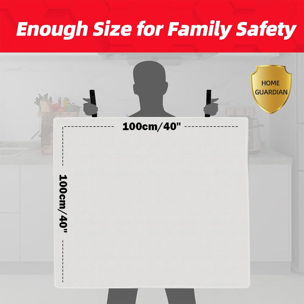 4Pcs Fire Blanket Reusable Fiberglass Fire Emergency Blanket Fire Shelter Safety Cover for Kitchen Car Camping Grilling Office