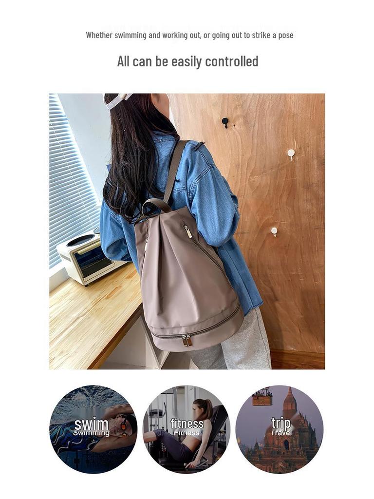 Lightweight Oxford Cloth Travel Backpack with Wet/Dry Shoe Compartment