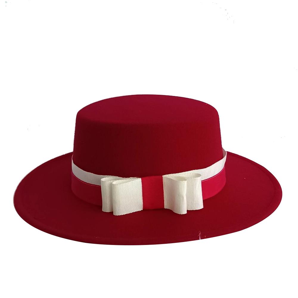 

New women s autumn and winter Korean retro jazz hat color matching bow style fashion fedora top hat street shot sombrero M56-58CM