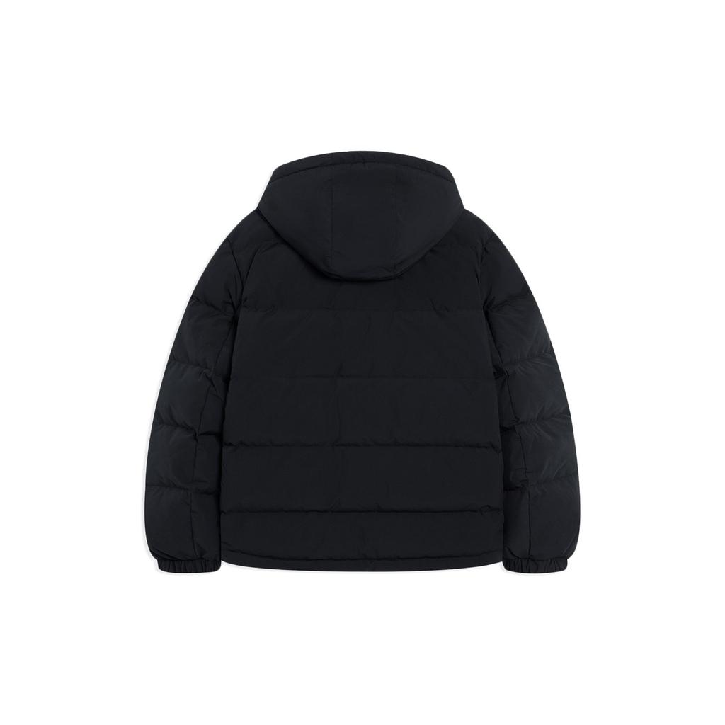 Li Ning Fitness Series Solid Color Logo Print Zipper Hooded Warm Down Jacket Men Jackets Black AYMS013-1