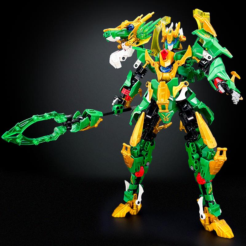 Model Robot Dual Form Dragon Warrior Mecha Building Blocks Set Transformable and Dragon Mecha Figure for Adult Collectors Decor