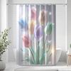 Set Tenda da Doccia da 4 Pezzi con Tappetino Antiscivolo per Bagno, Copriwater, Tappeto Sagomato e 12 Ganci, Decorazione per Bagno
