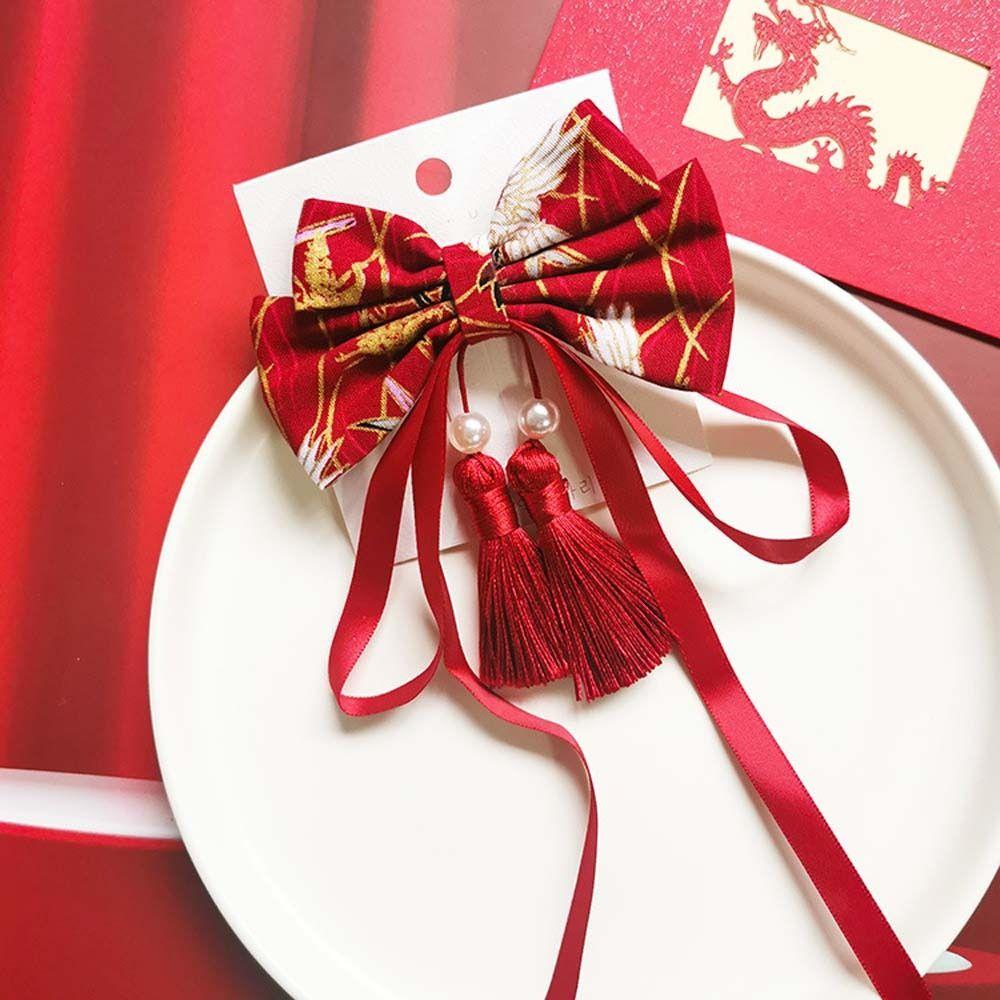 Hair Accessories Bowknot Bow Hair Hoop Chinese New Year Hairpins Kids Chinese Hair Clips Hair Rope
