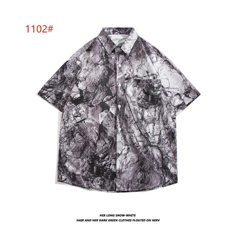 Hong Kong-style retro floral shirt for men, summer 2026, niche loose-fitting trendy top