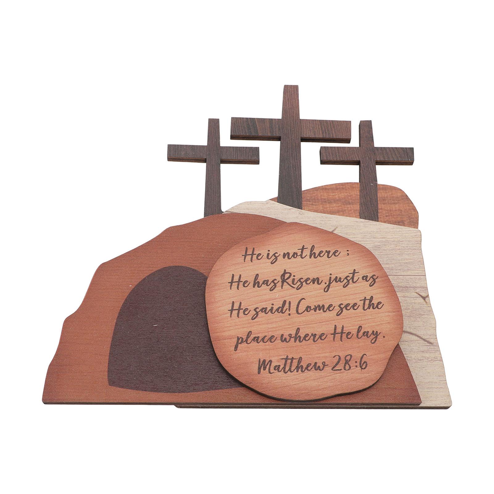 

Easter Scene Wooden Decoration Religious Easter Resurrection Scene Empty Tomb Easter Decor for Home Table Office Tabletop