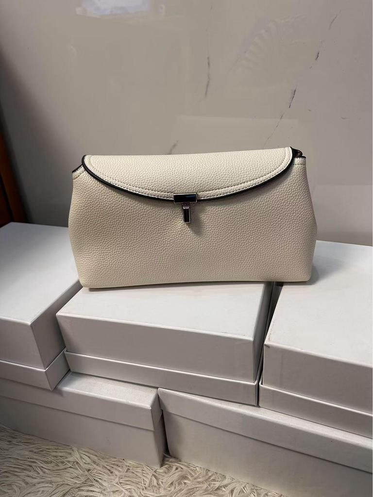 TOTEME Polštářová taška: Pravá kůže, Všestranná módní taška přes rameno, Lehký luxus, Dvouvrstvá dámská kabelka z hovězí kůže.