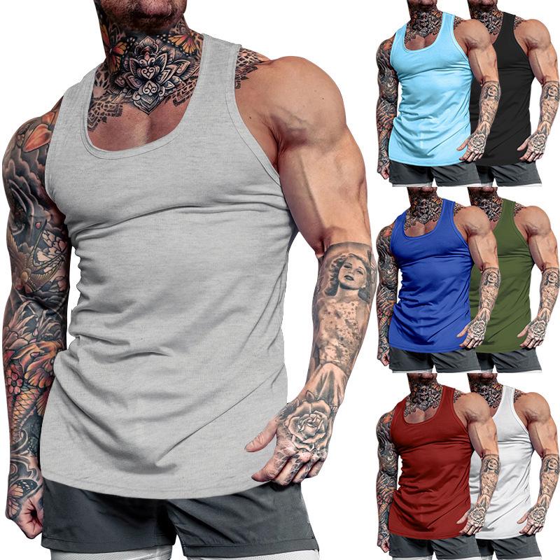 Temu Summer 2025 Men's V-Neck Sleeveless Fitness Vest