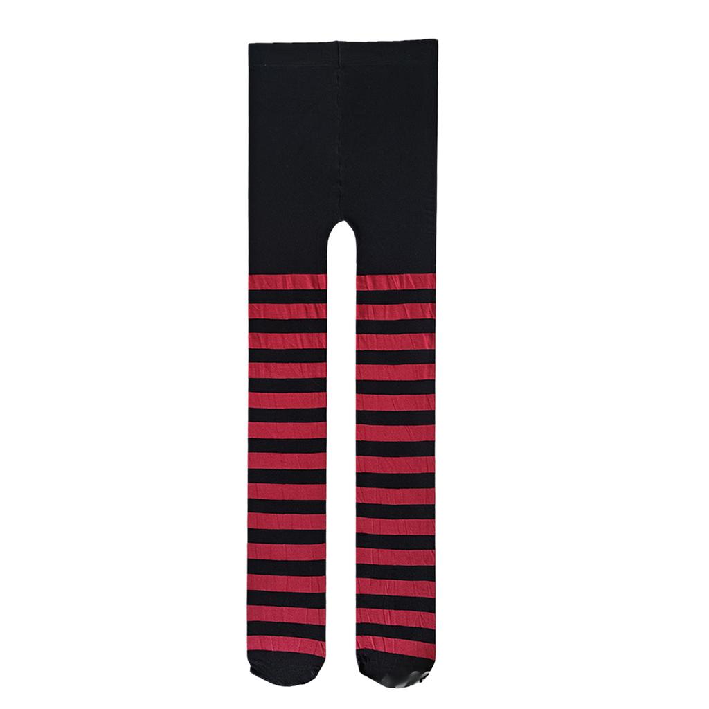 Damen 50D Nylon Blickdichte Strumpfhose mit breiten Streifen, für Erwachsene, Halloween, Horizontale bunte Streifen, Strumpfhose für Cosplay und tägliches Tragen
