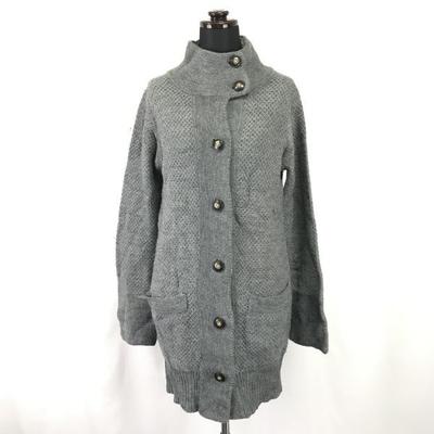 SPICK AND SPAN Knit Long Coat Women M Gray High Neck Cardigan Style(USED)