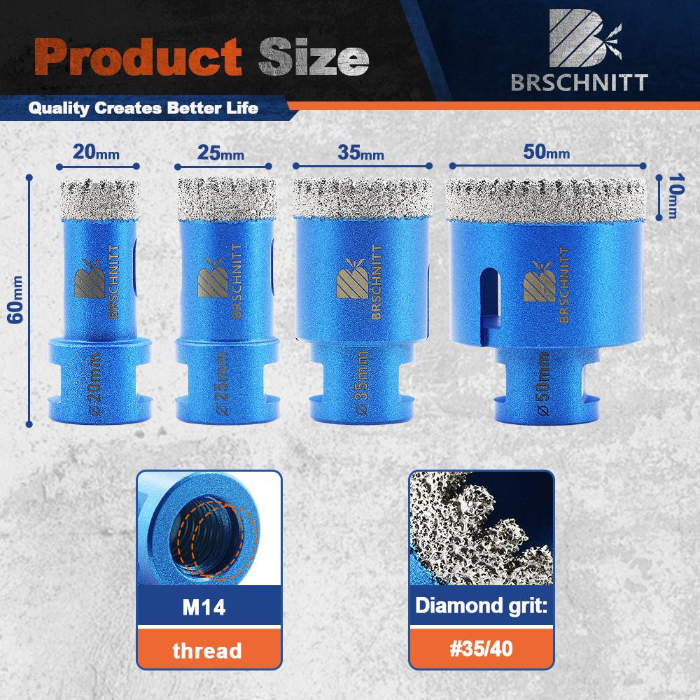 BRSCHNITT Drilling Bit Dia 20-100mm for Granite Marble Stone Hole Saw Porcelain Tile Cutter Drilling Core Bit