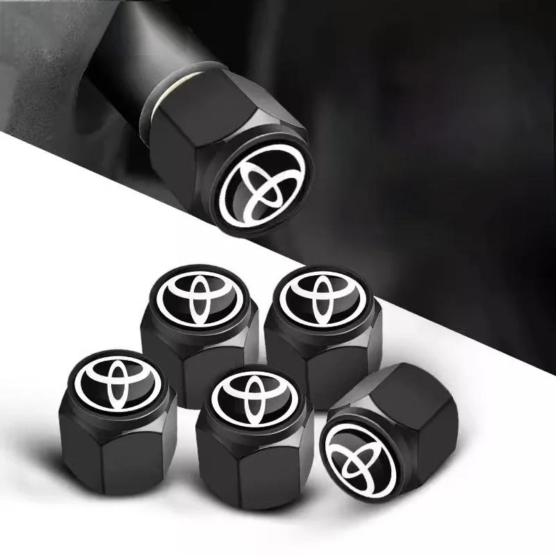 YDEM7 5Pcs Metal Tire Valve Stem Caps Dustproof Waterproof Universal for Toyota Hilux Yaris Corolla Camry CHR Auris Tacoma Accessories