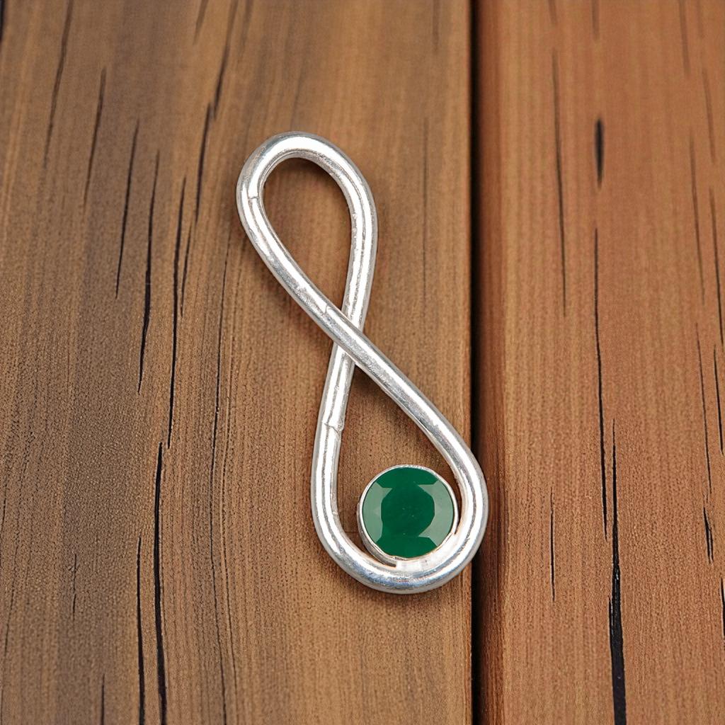 Green Onyx Gemstone 925 Sterling Silver Jewelry Handcrafted May Pendant 1.66" PP-20-38