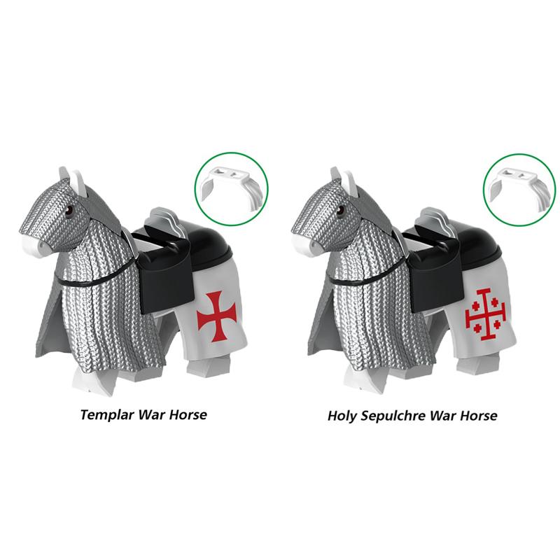 Military Building Blocks Medieval Solider Figures Knights of Jerusalem Crusades The War of Roses Legion War-horse Weapons Shield