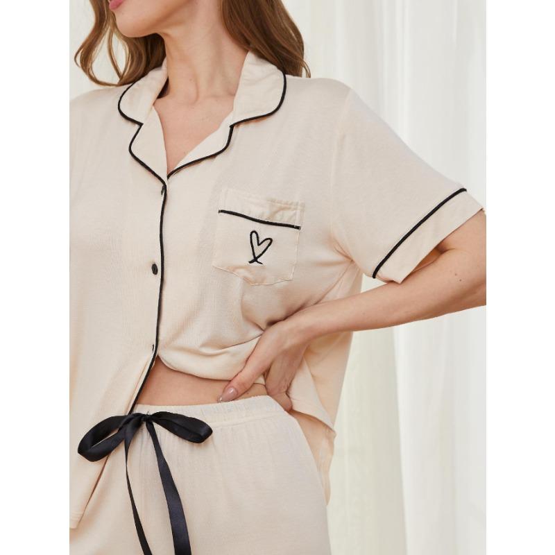 Homewear Sets Cardigan Short-sleeved Shirt Shorts Summer Pajamas for Women