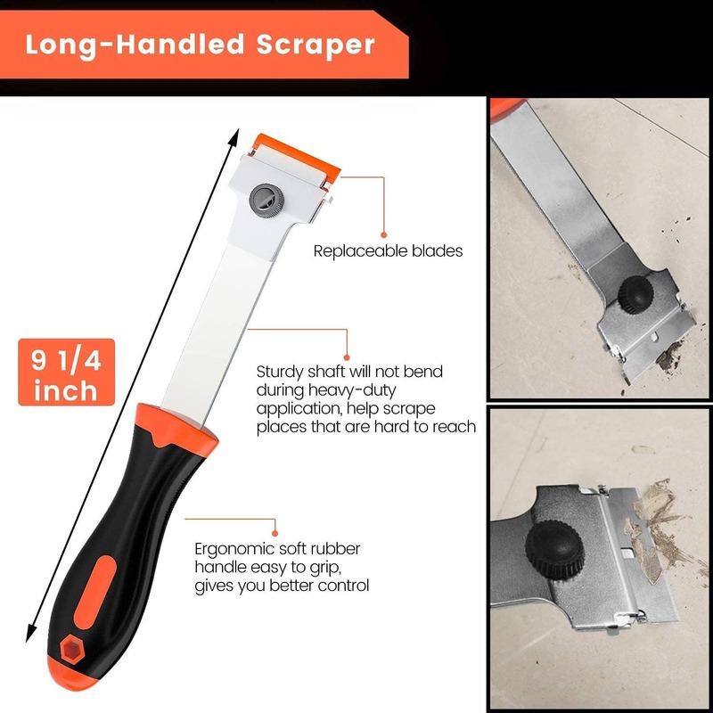 TOFAR Long Handle Razor Blade Scraper for Removing Labels Car Stickers Appliance Grease Windshields Window Tint Glass Cleaning