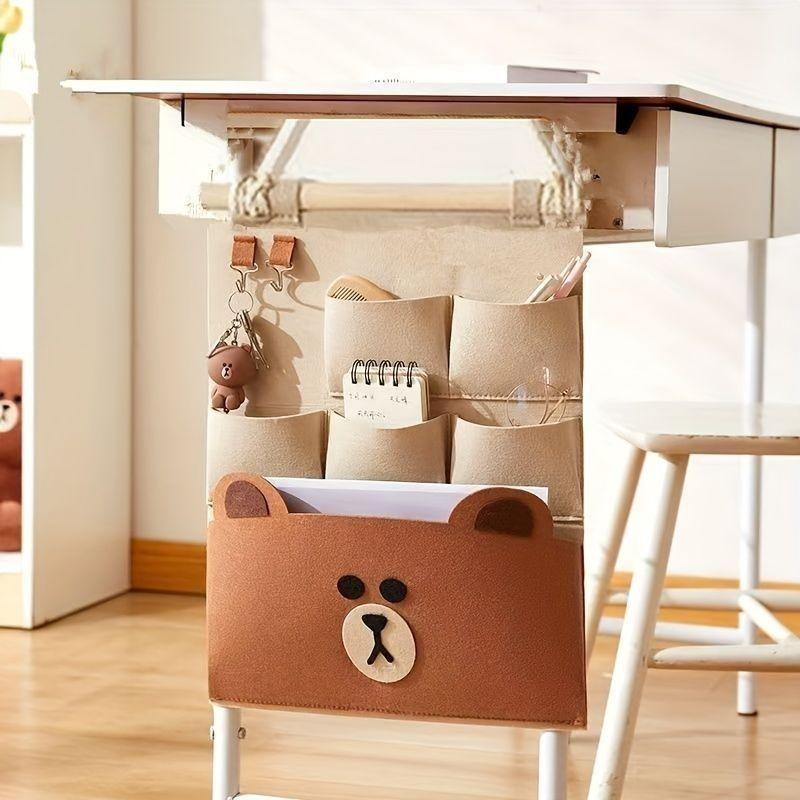 Bear Cartoon Wall Hanging Storage Bag For Bedroom Organizer And Multipurpose Use